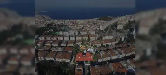 Okulun bulunduğu bölgenin havadan görünümü
